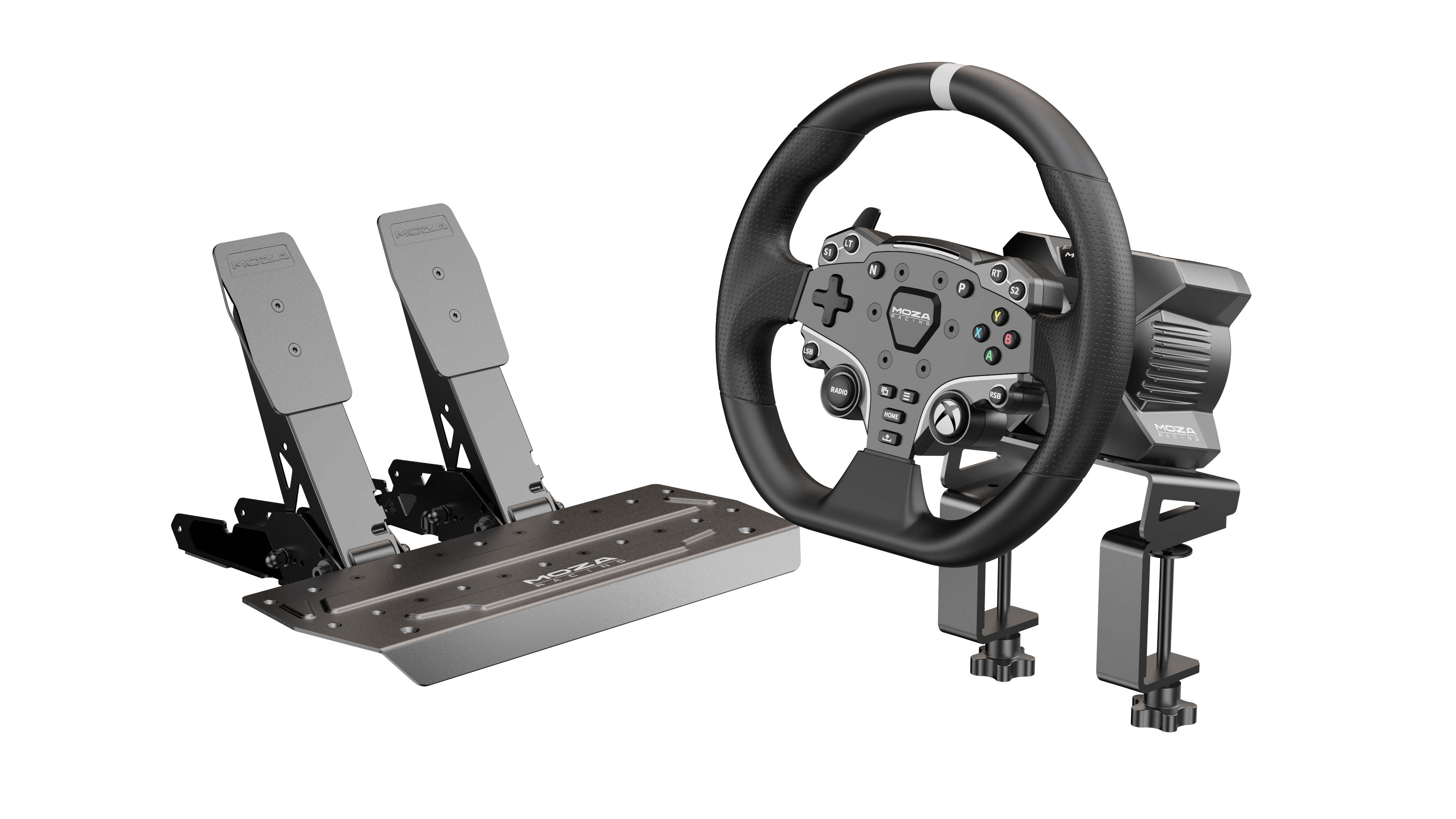 BUNDLE MOZA R3  (R3 Base, ES Wheel, SR-P Lite Two Pedals, Table clamp) for XBOX and PC