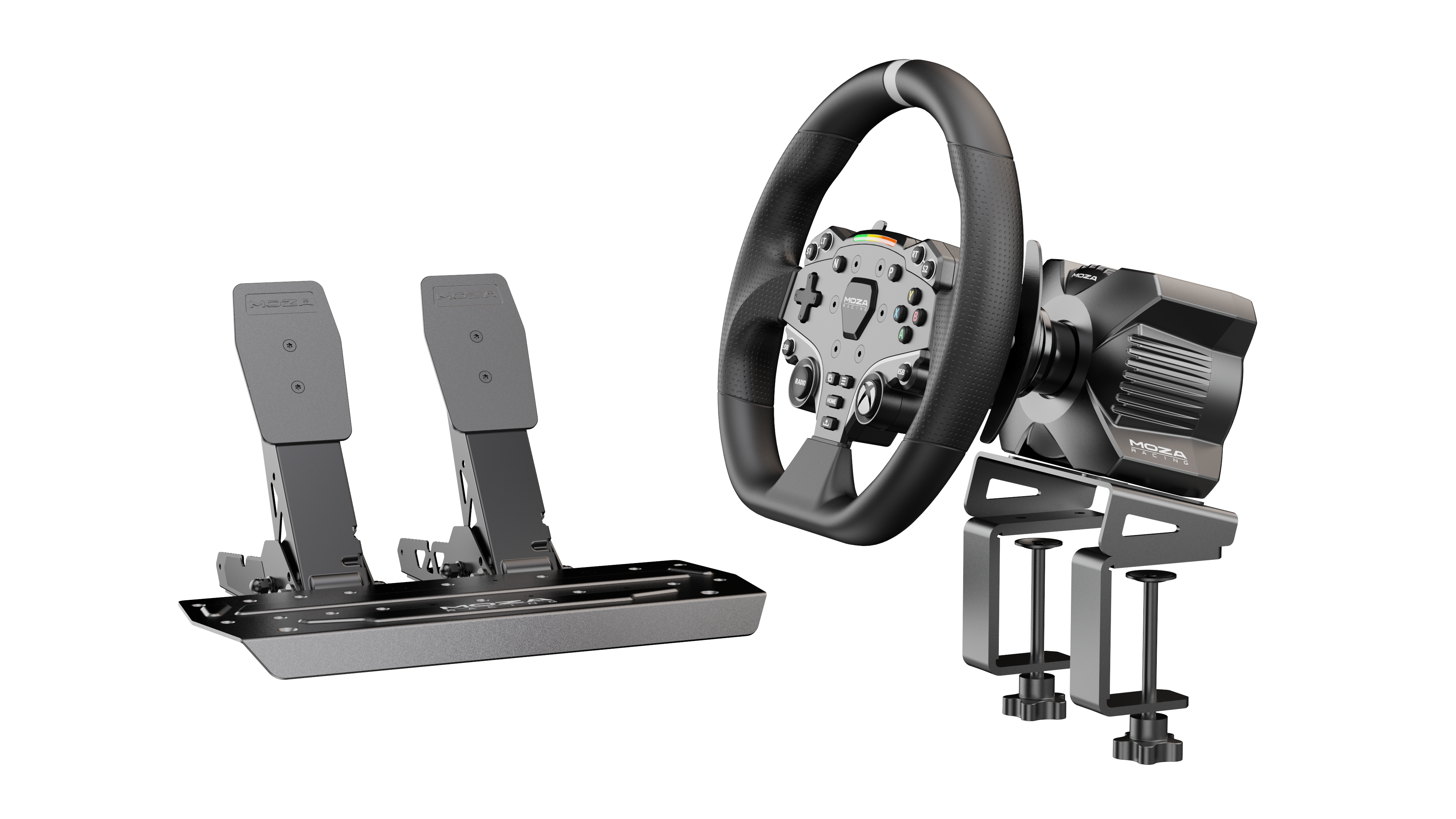 BUNDLE MOZA R3  (R3 Base, ES Wheel, SR-P Lite Two Pedals, Table clamp) for XBOX and PC
