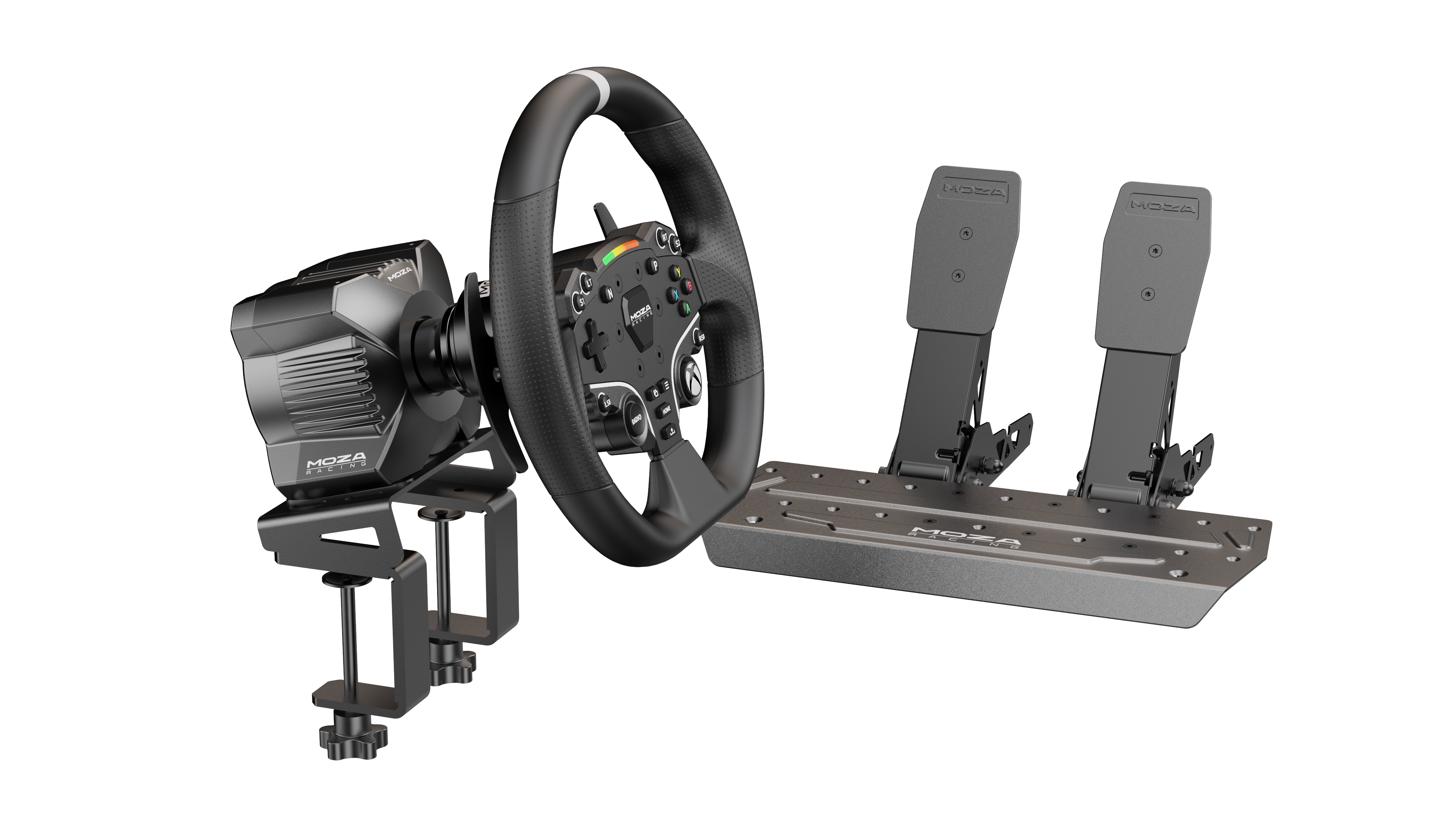 BUNDLE MOZA R3  (R3 Base, ES Wheel, SR-P Lite Two Pedals, Table clamp) for XBOX and PC